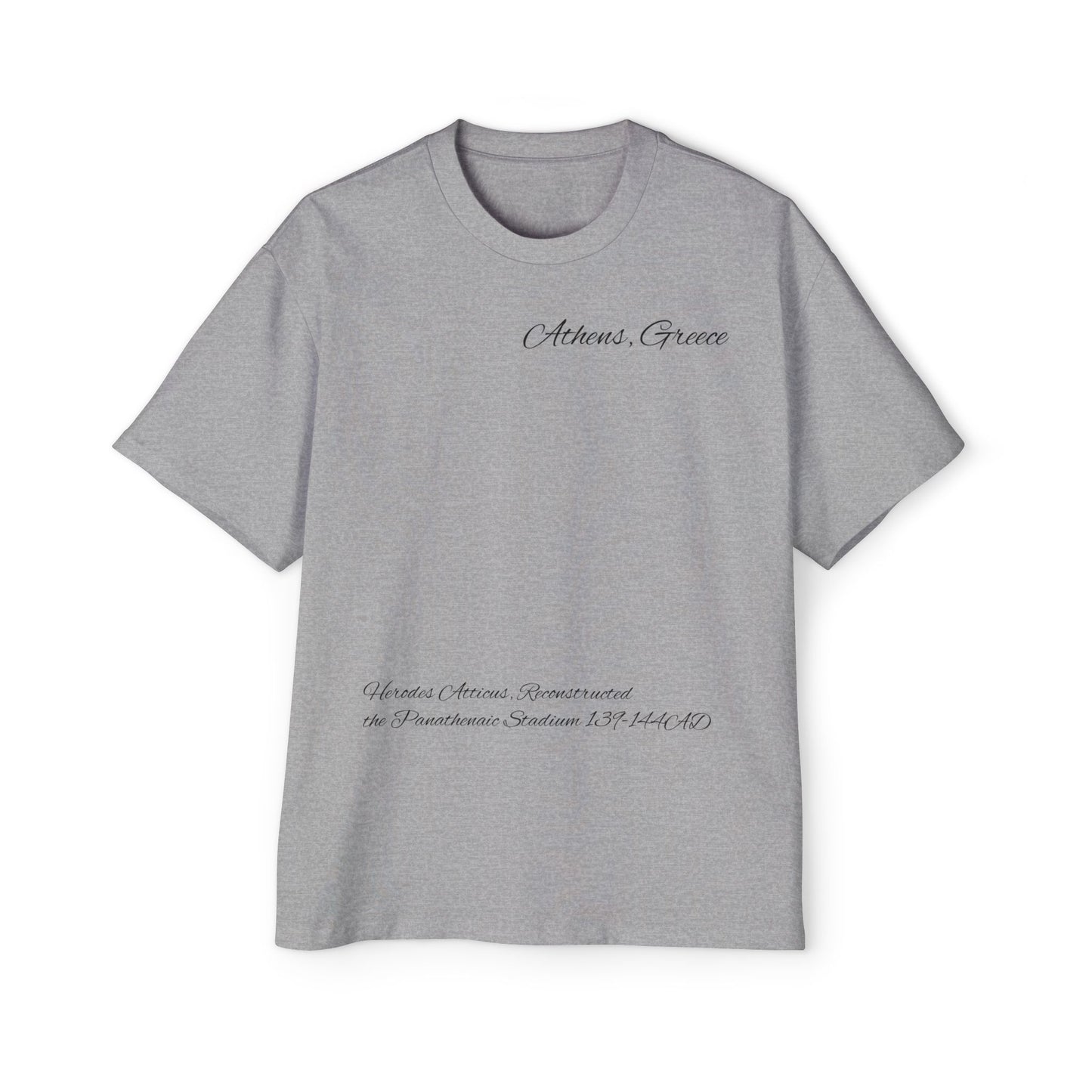 Athens Graphic Men's Heavy Oversized Tee - Panathenaic Stadium Design