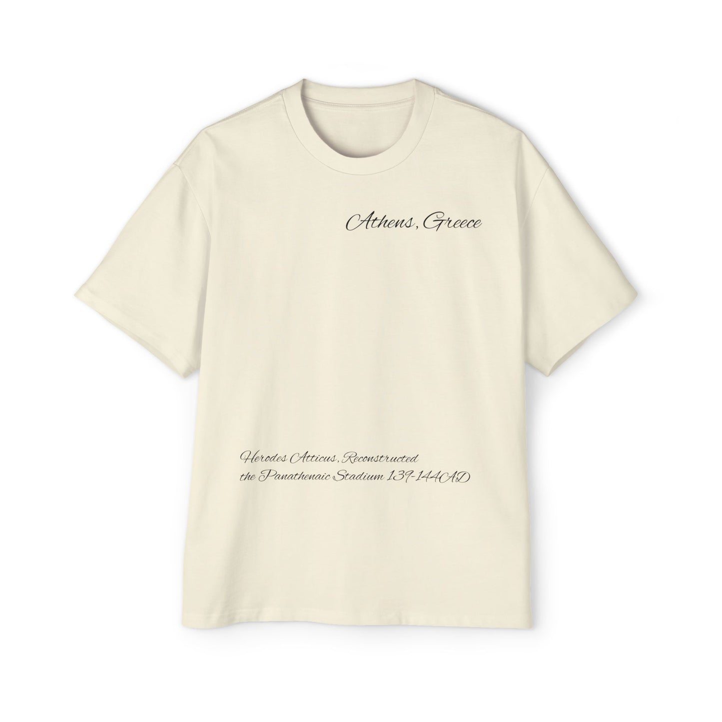 Athens Graphic Men's Heavy Oversized Tee - Panathenaic Stadium Design