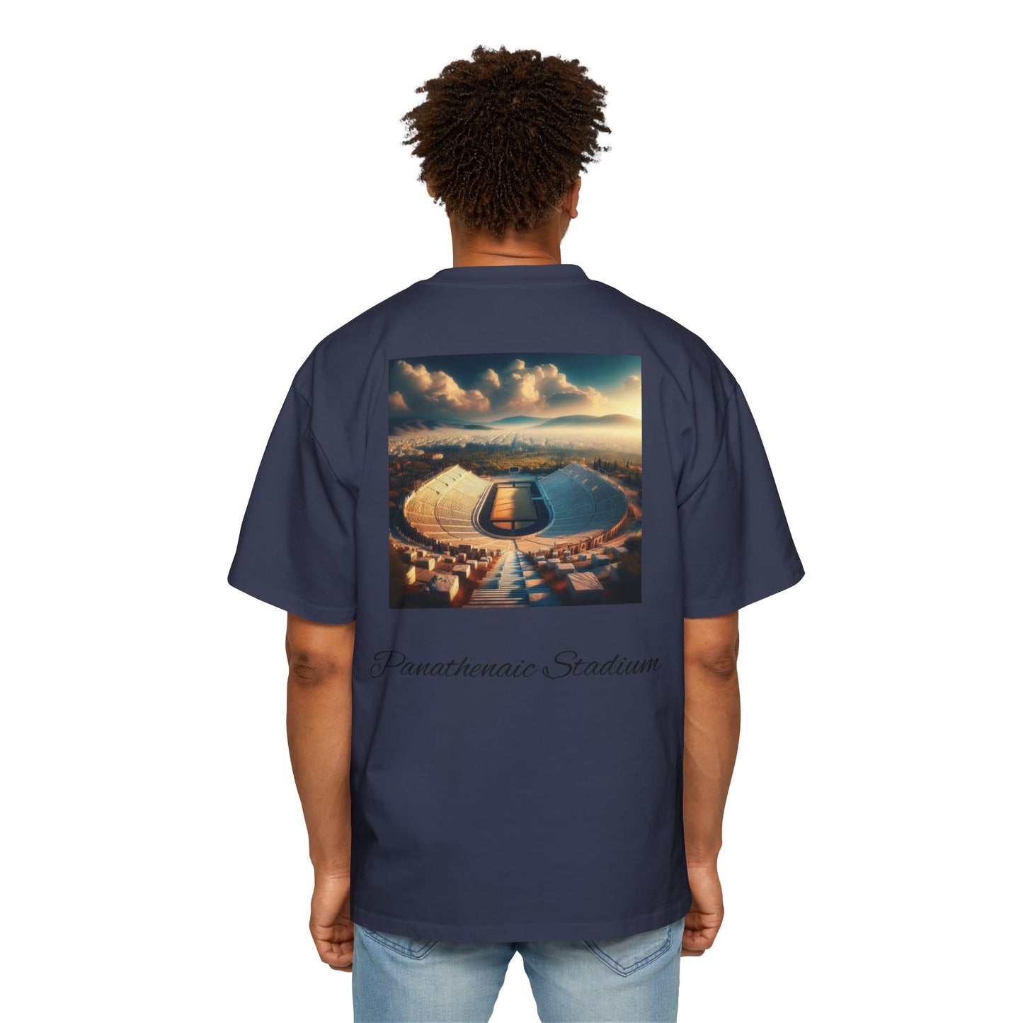 Athens Graphic Men's Heavy Oversized Tee - Panathenaic Stadium Design