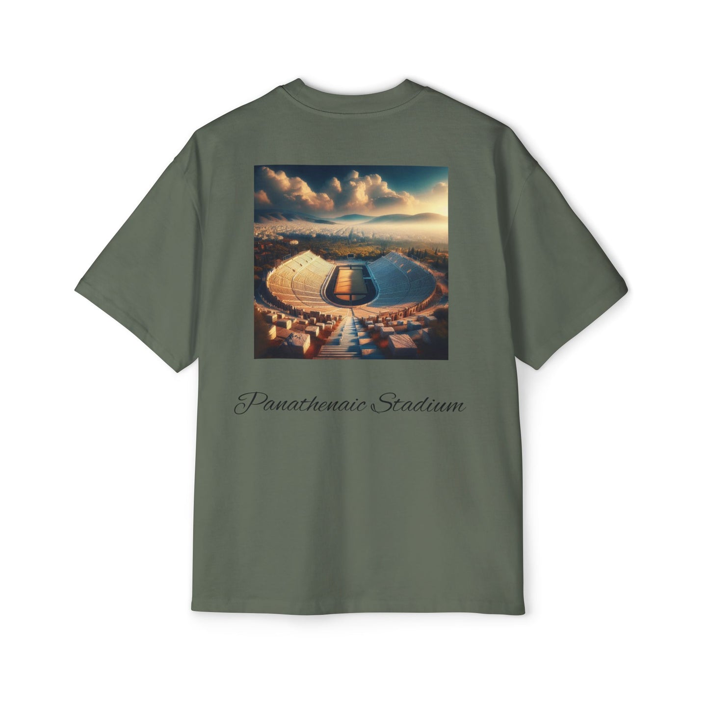 Athens Graphic Men's Heavy Oversized Tee - Panathenaic Stadium Design