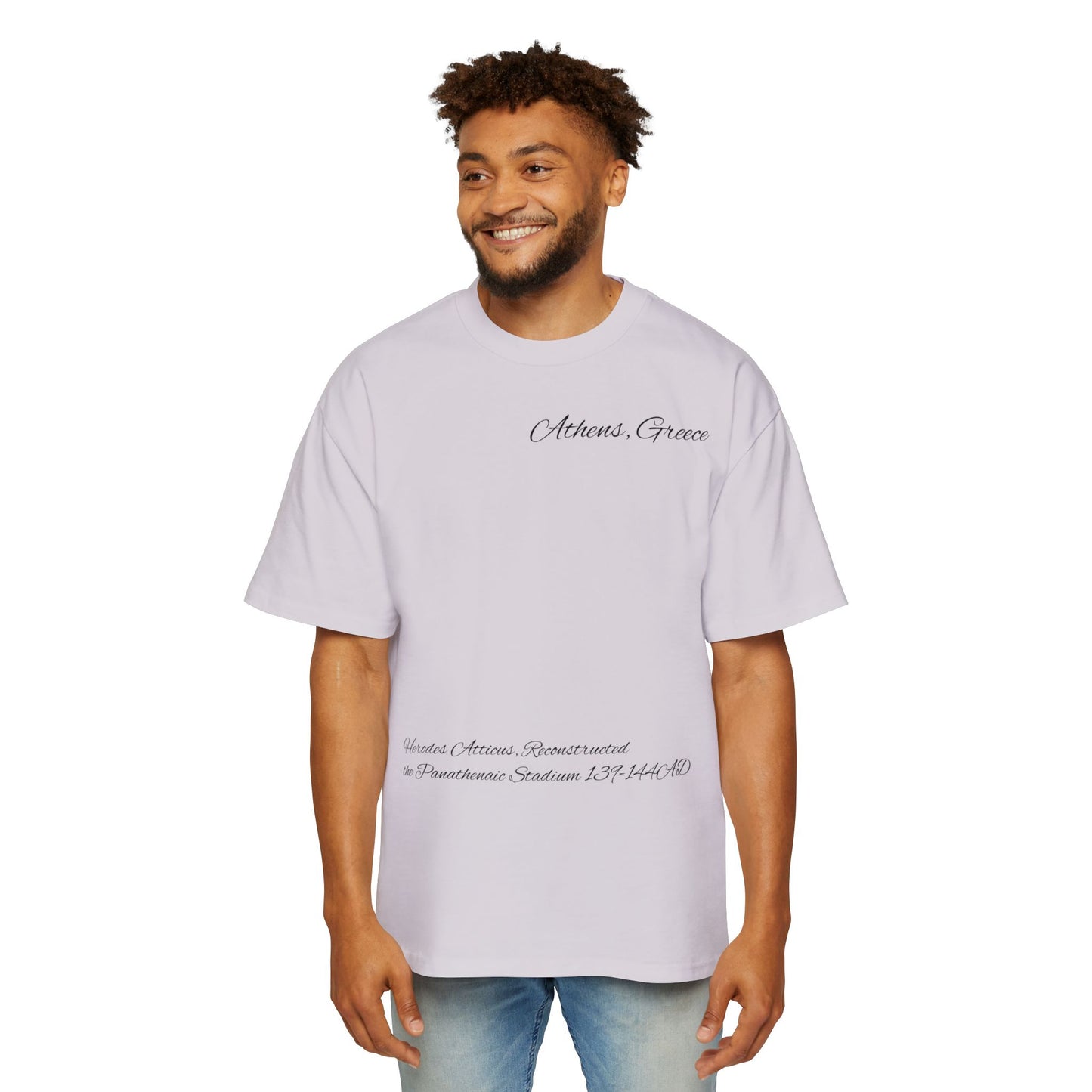 Athens Graphic Men's Heavy Oversized Tee - Panathenaic Stadium Design