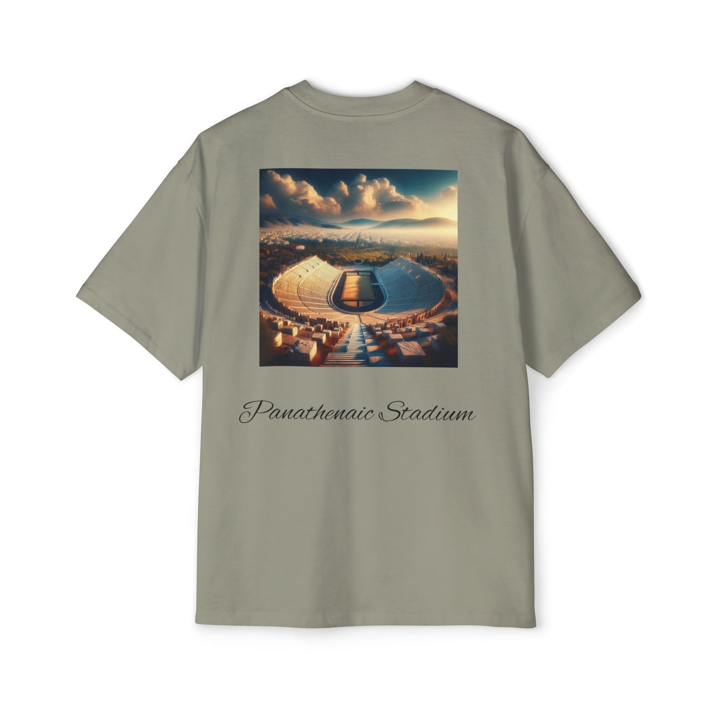 Athens Graphic Men's Heavy Oversized Tee - Panathenaic Stadium Design