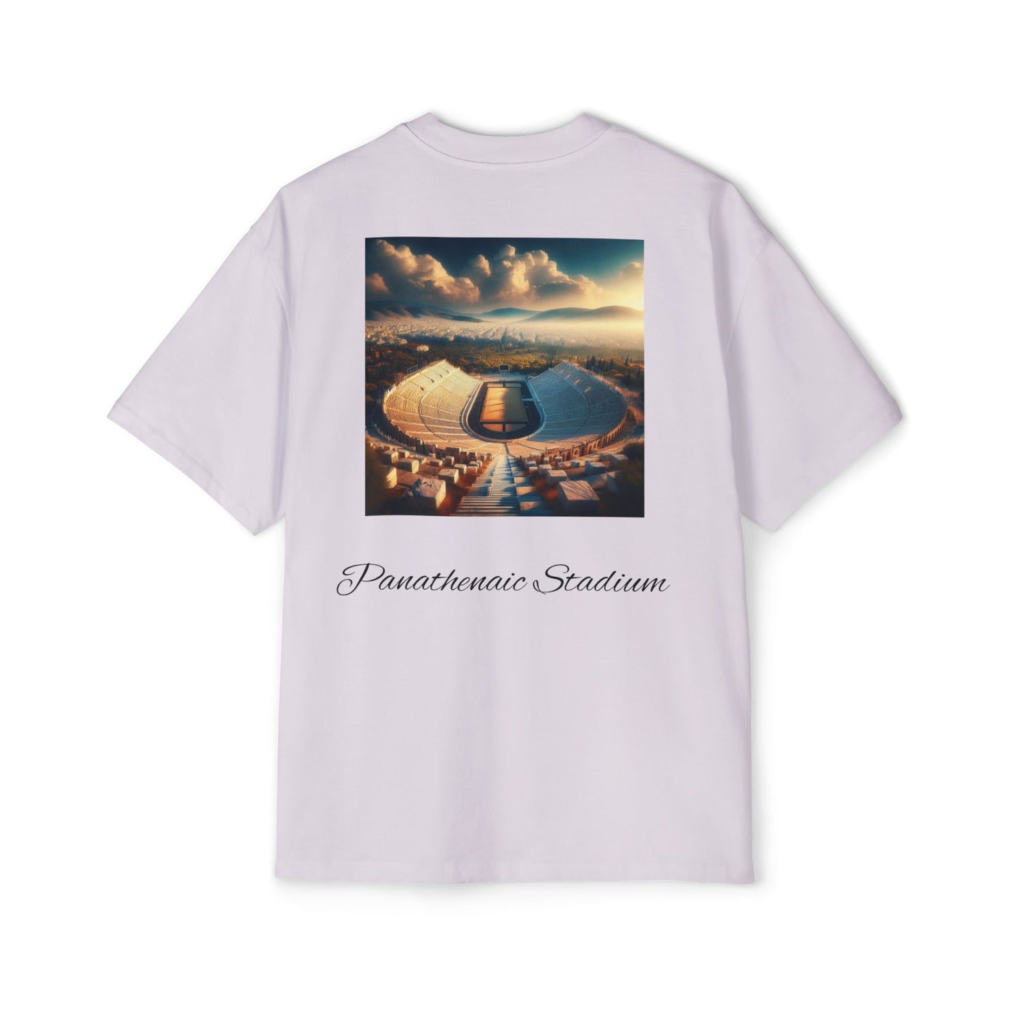 Athens Graphic Men's Heavy Oversized Tee - Panathenaic Stadium Design