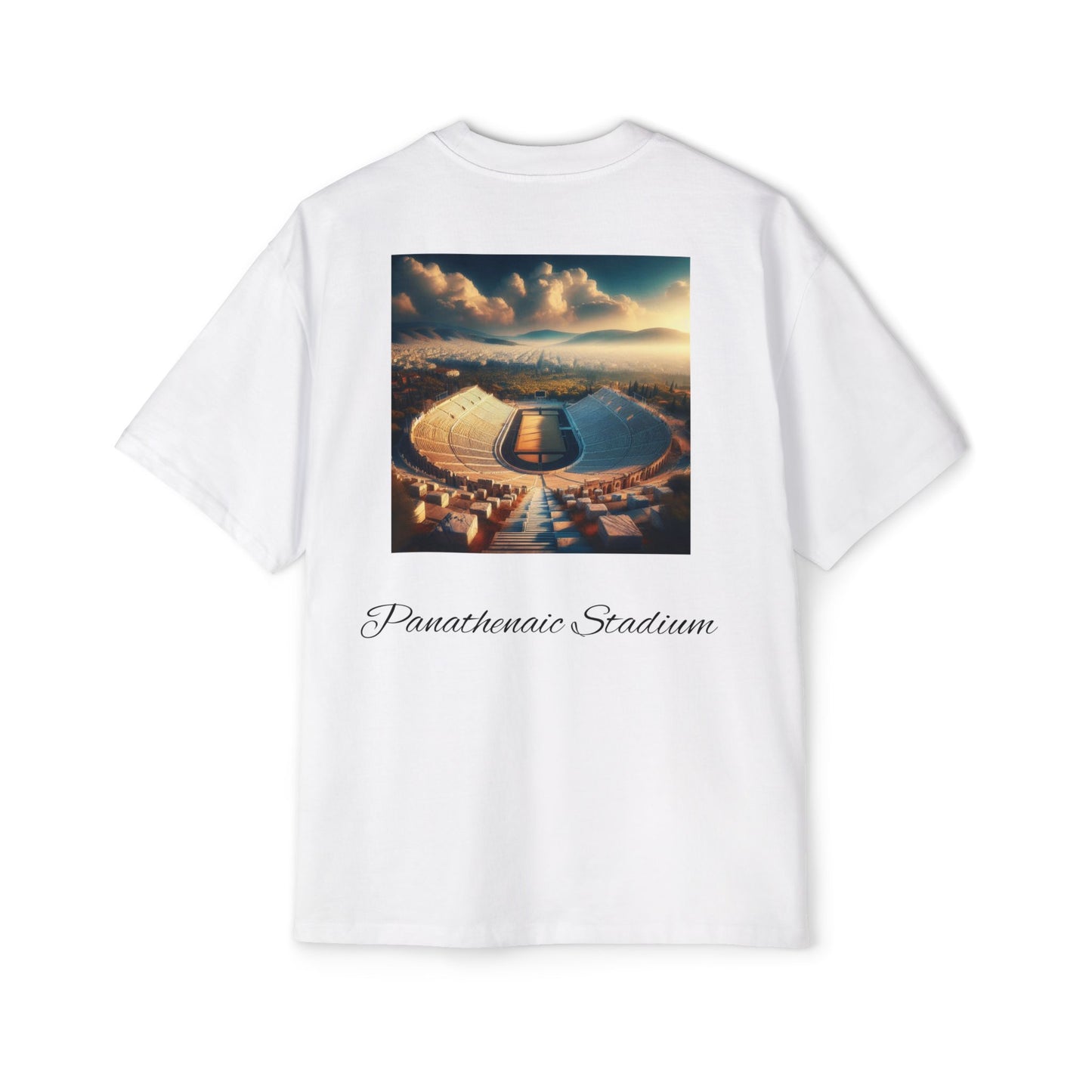 Athens Graphic Men's Heavy Oversized Tee - Panathenaic Stadium Design