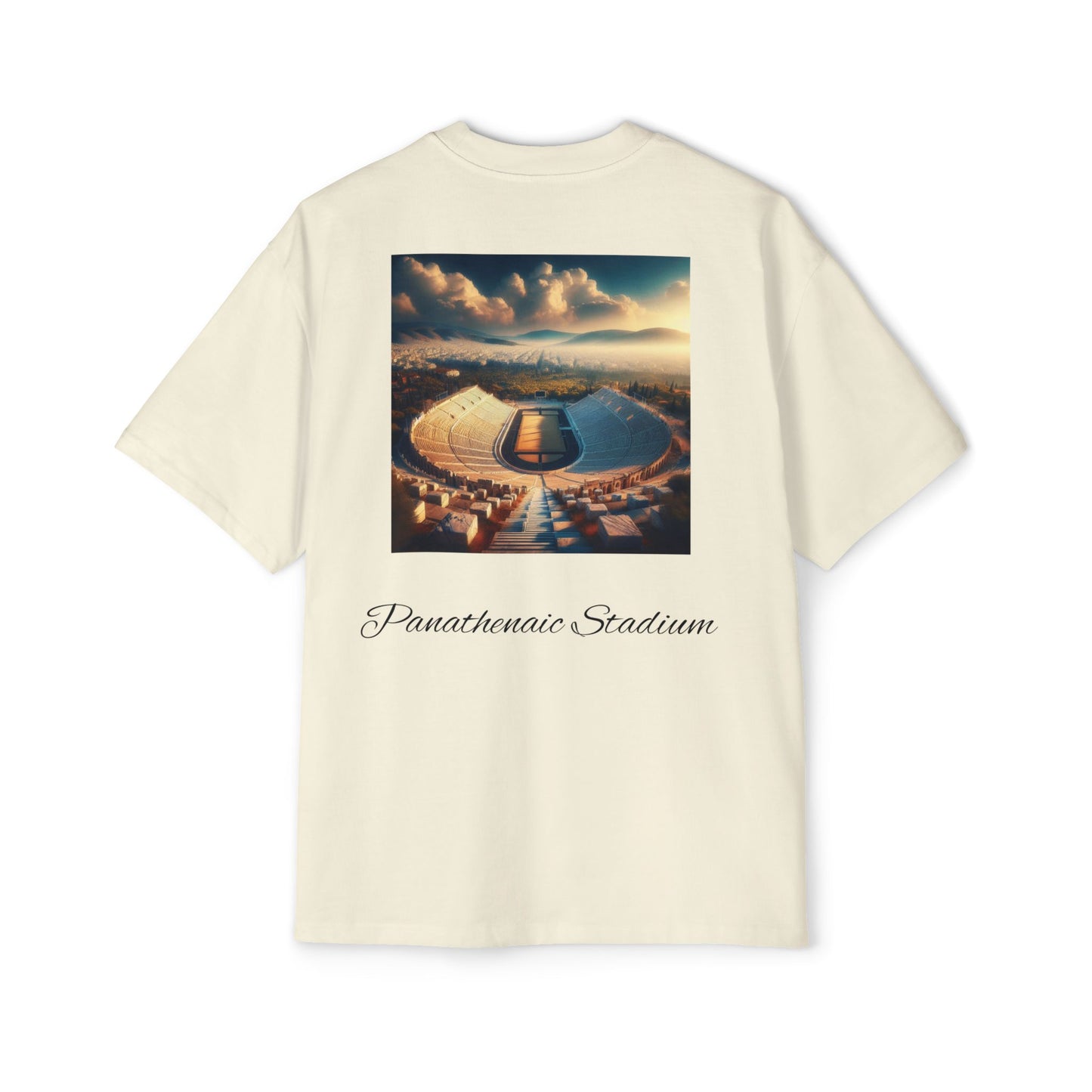 Athens Graphic Men's Heavy Oversized Tee - Panathenaic Stadium Design