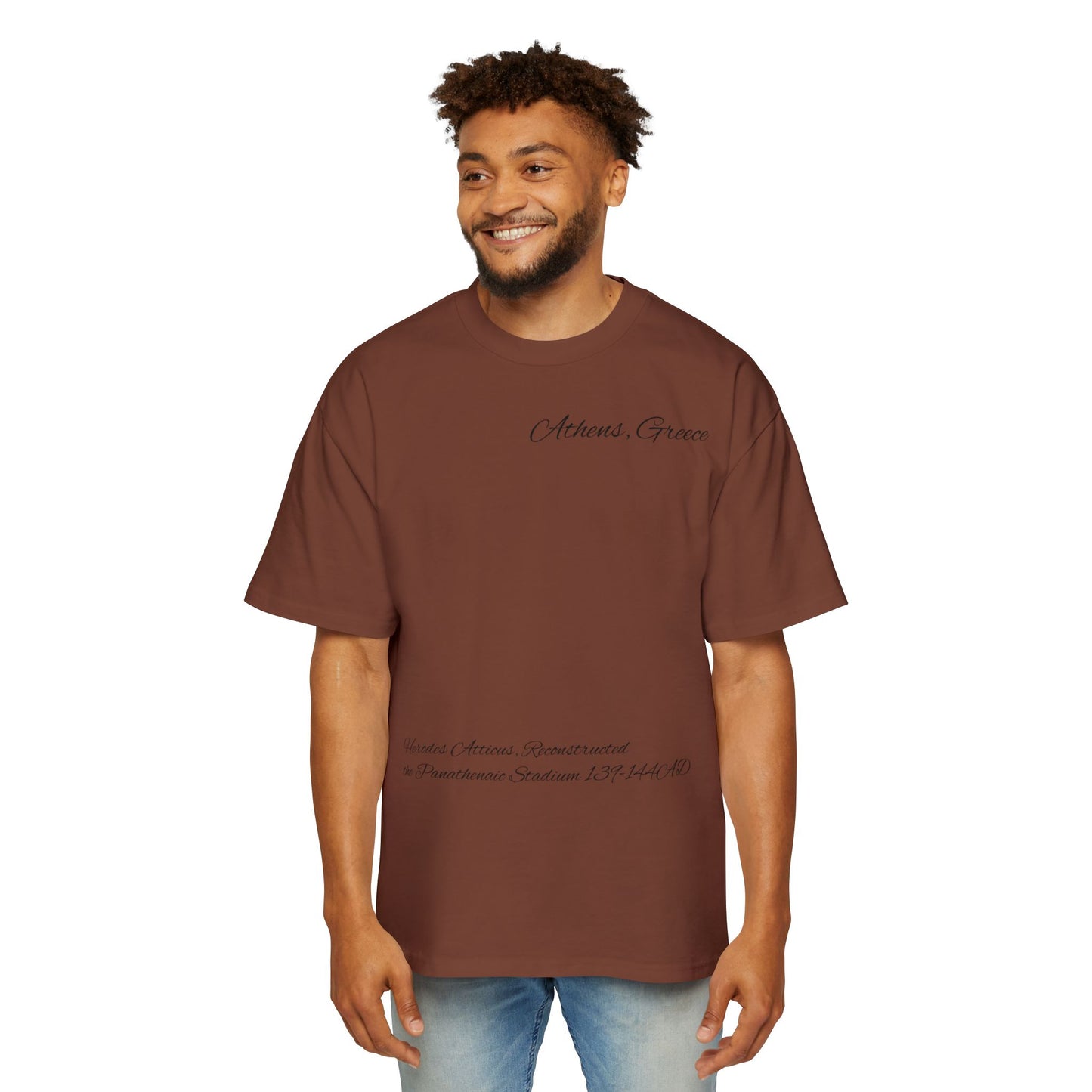 Athens Graphic Men's Heavy Oversized Tee - Panathenaic Stadium Design