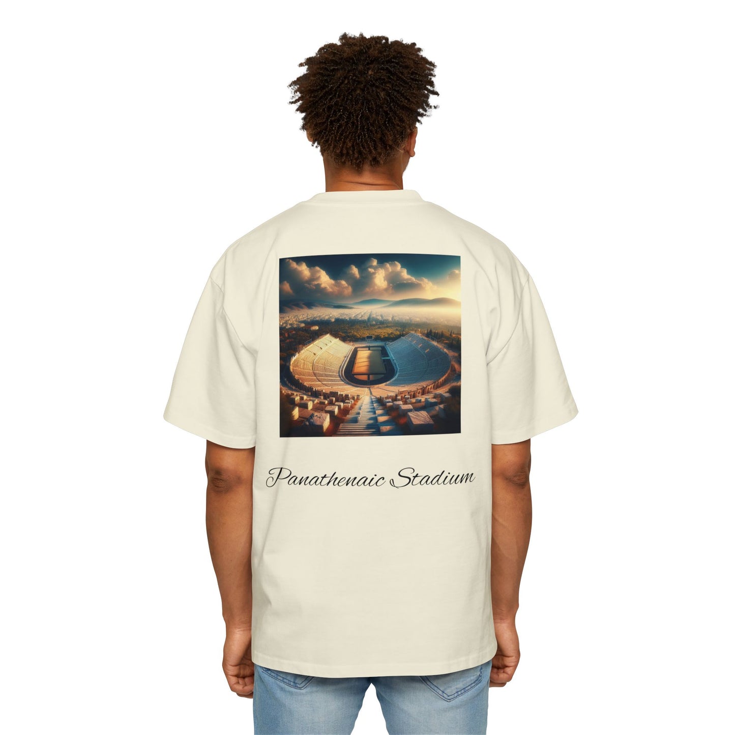 Athens Graphic Men's Heavy Oversized Tee - Panathenaic Stadium Design