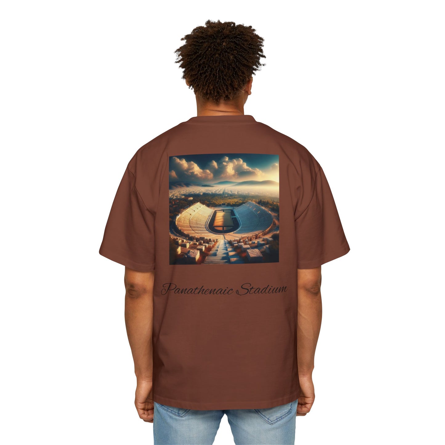 Athens Graphic Men's Heavy Oversized Tee - Panathenaic Stadium Design