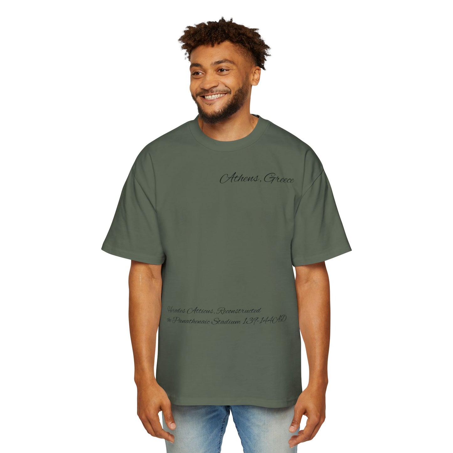 Athens Graphic Men's Heavy Oversized Tee - Panathenaic Stadium Design