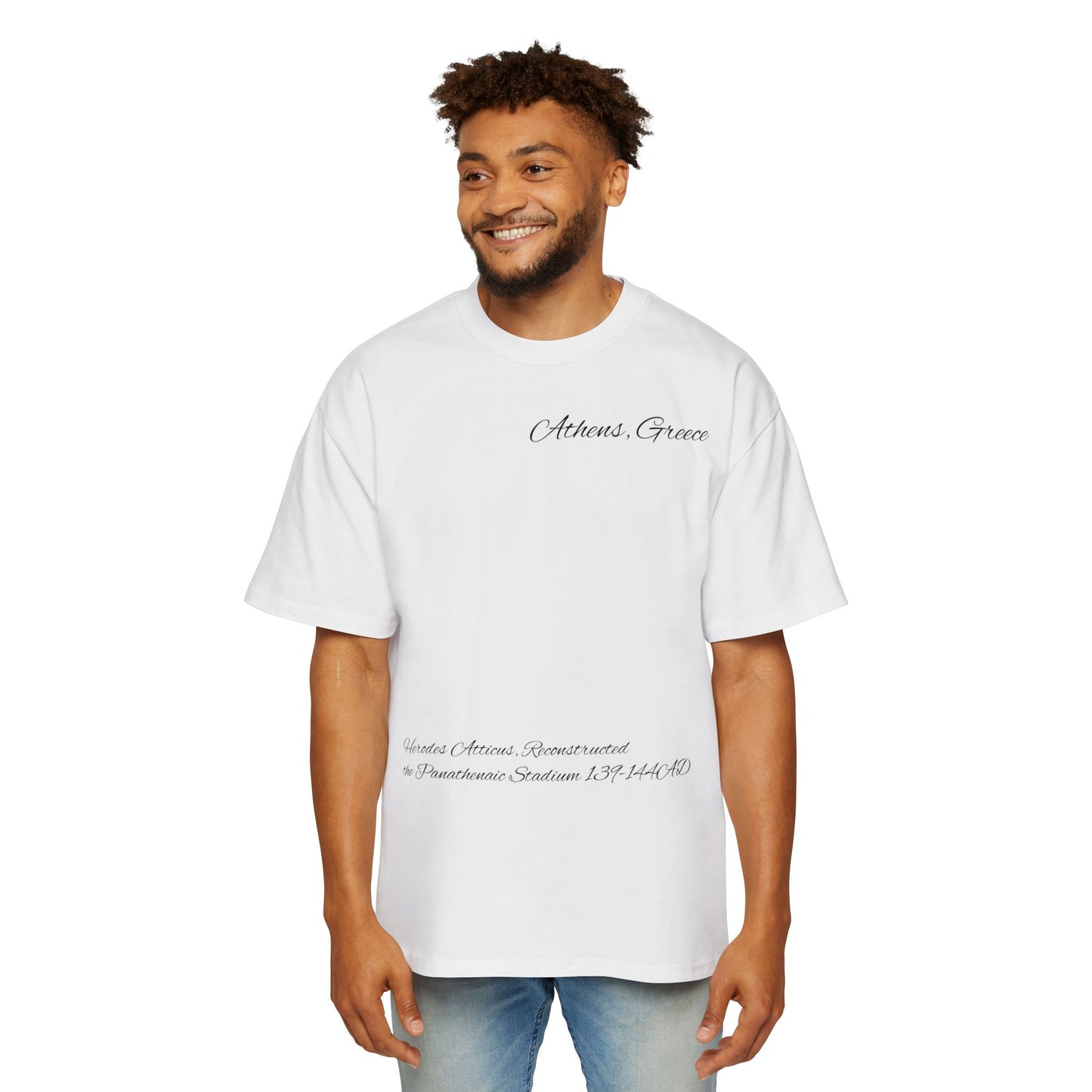 Athens Graphic Men's Heavy Oversized Tee - Panathenaic Stadium Design