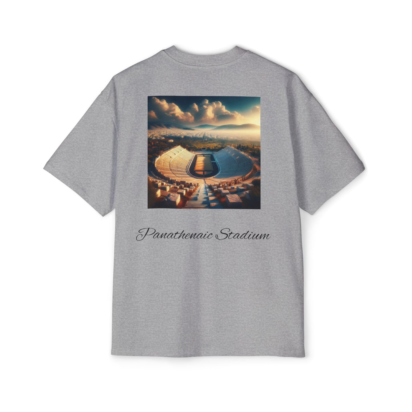 Athens Graphic Men's Heavy Oversized Tee - Panathenaic Stadium Design