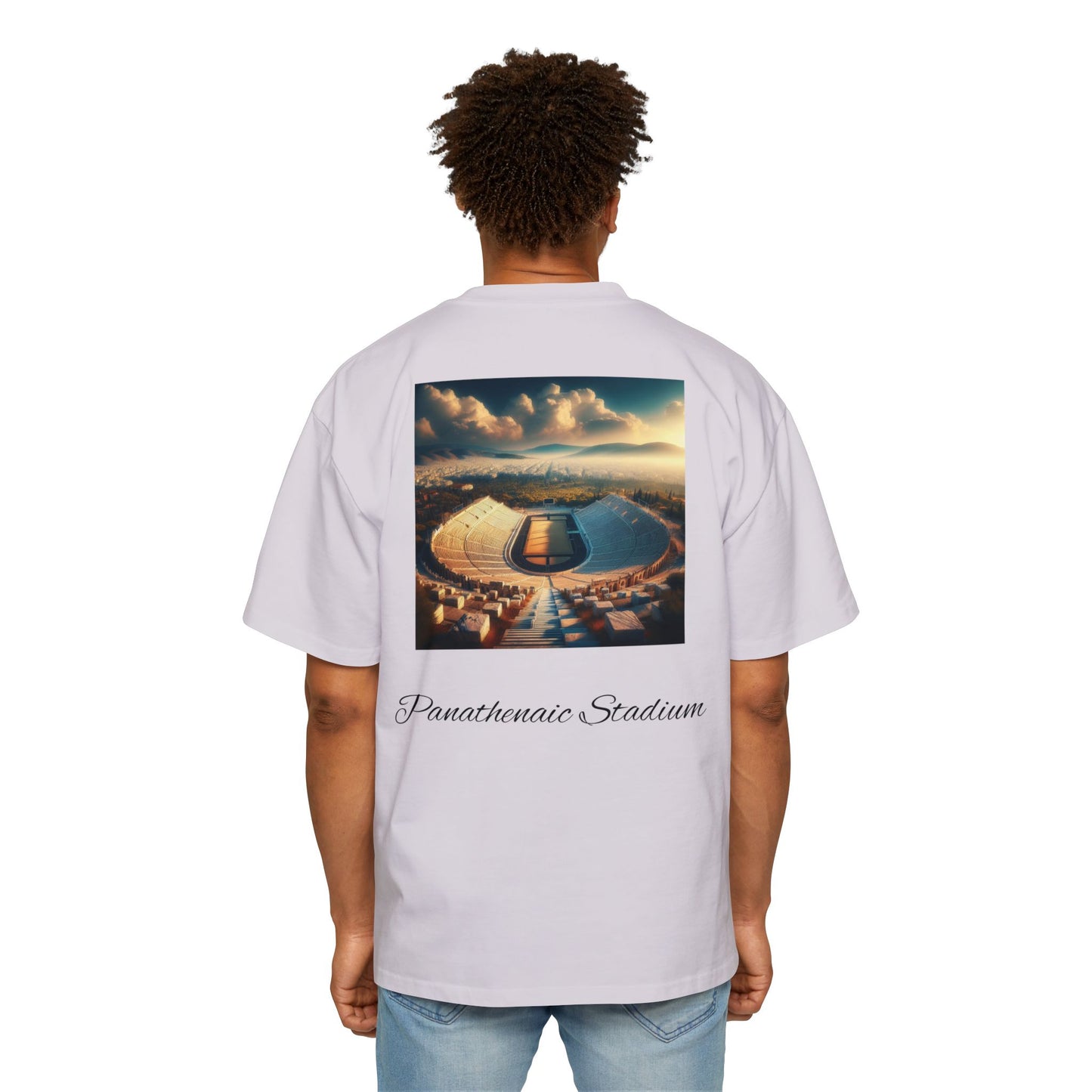 Athens Graphic Men's Heavy Oversized Tee - Panathenaic Stadium Design