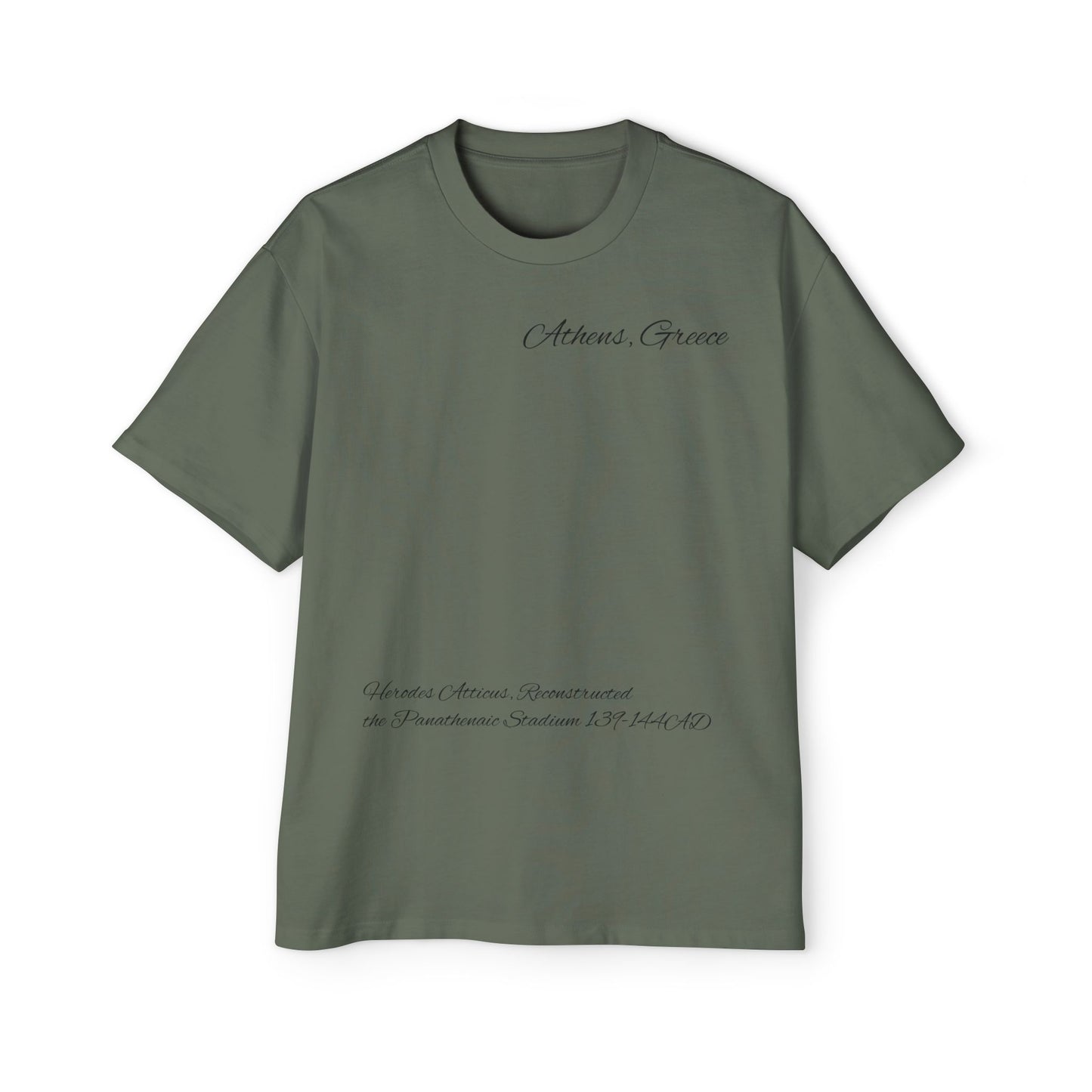 Athens Graphic Men's Heavy Oversized Tee - Panathenaic Stadium Design