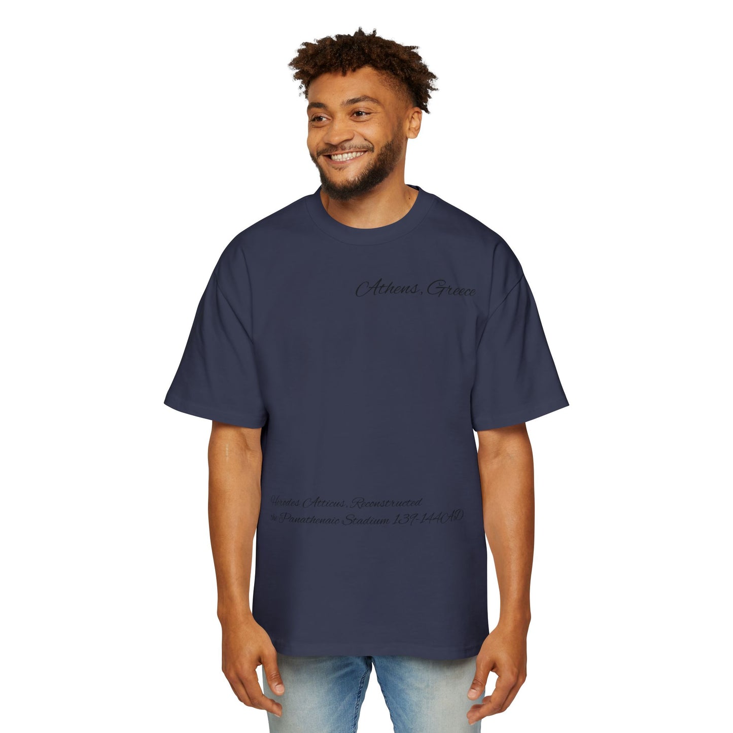 Athens Graphic Men's Heavy Oversized Tee - Panathenaic Stadium Design