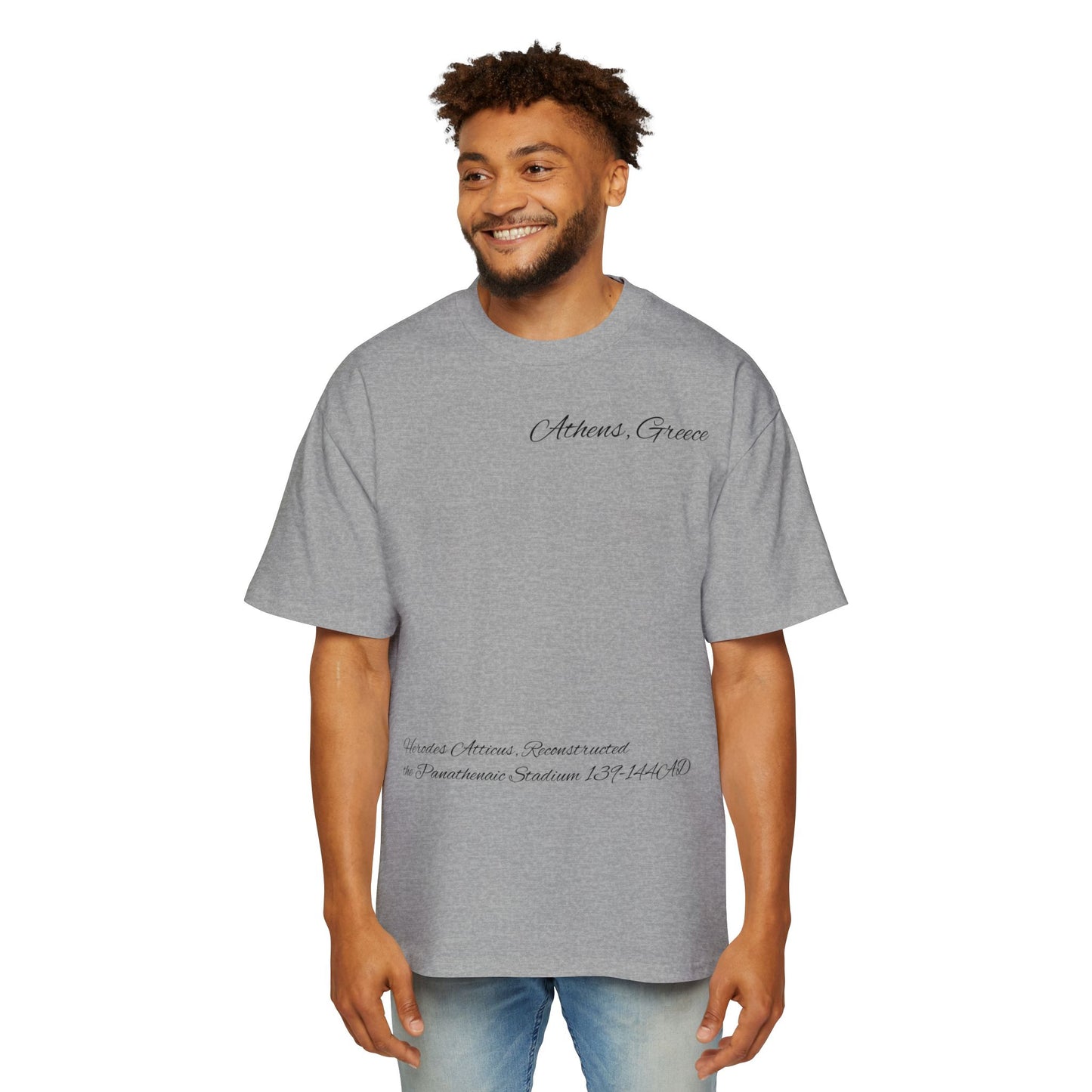 Athens Graphic Men's Heavy Oversized Tee - Panathenaic Stadium Design