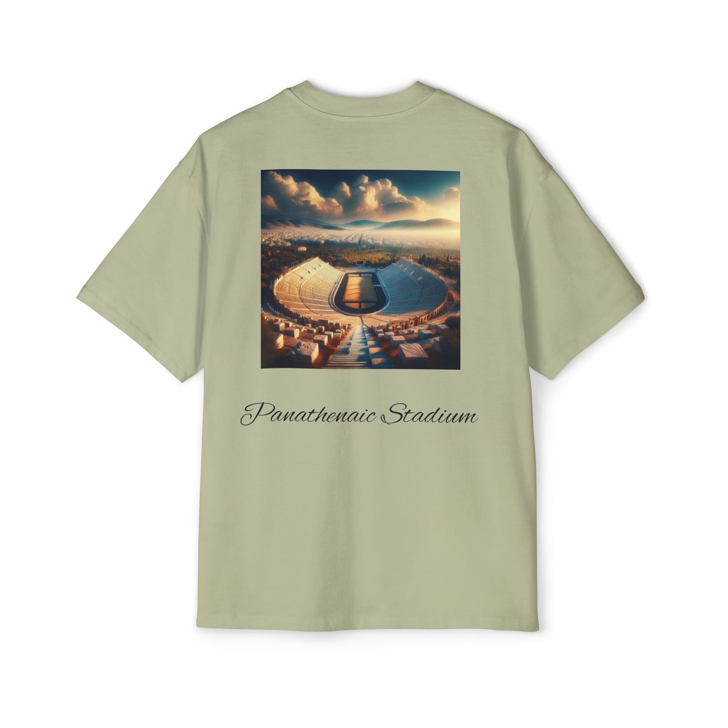 Athens Graphic Men's Heavy Oversized Tee - Panathenaic Stadium Design