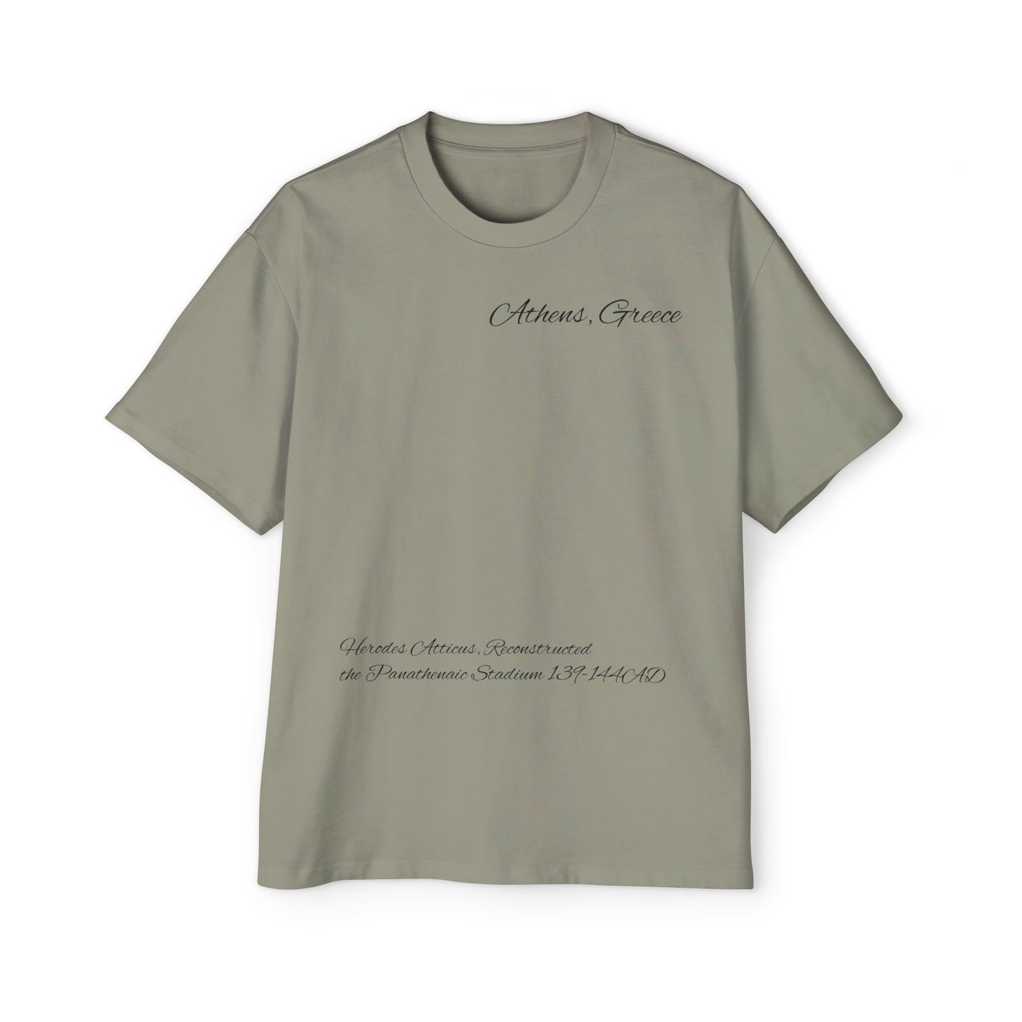 Athens Graphic Men's Heavy Oversized Tee - Panathenaic Stadium Design