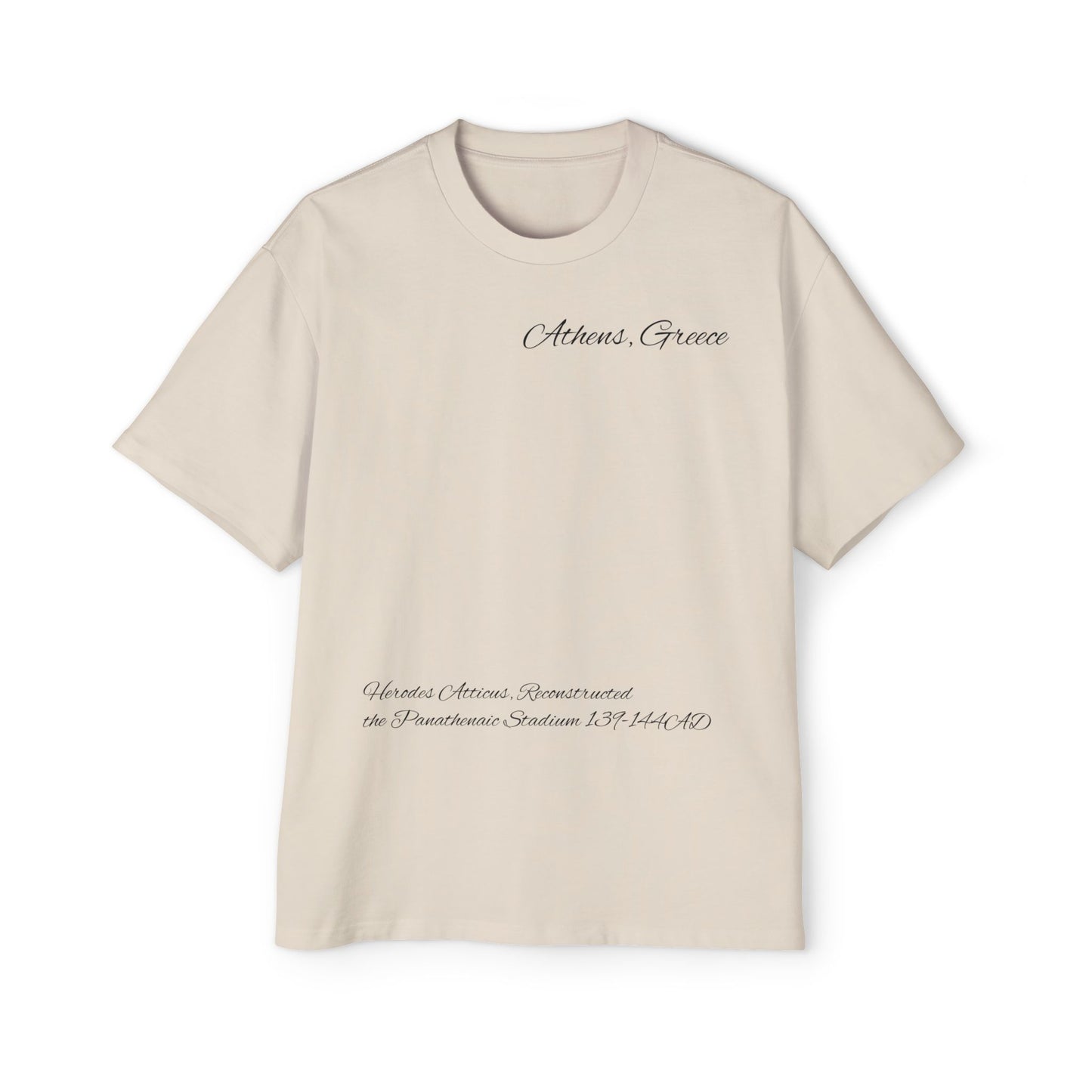 Athens Graphic Men's Heavy Oversized Tee - Panathenaic Stadium Design