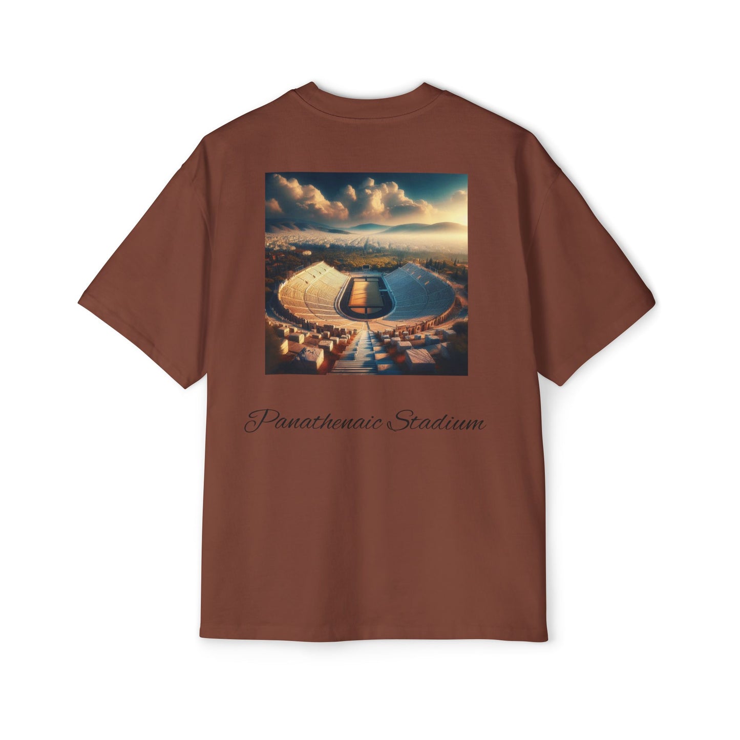 Athens Graphic Men's Heavy Oversized Tee - Panathenaic Stadium Design